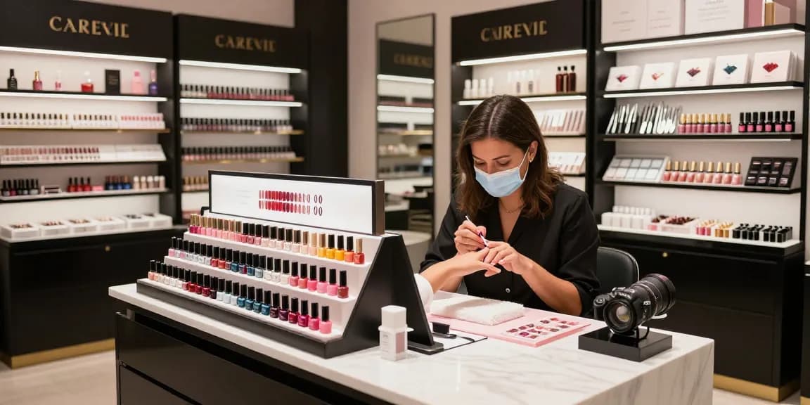 Produk LUXURY 12 dengan teknisi yang sedang melakukan perawatan kuku di salon mewah.