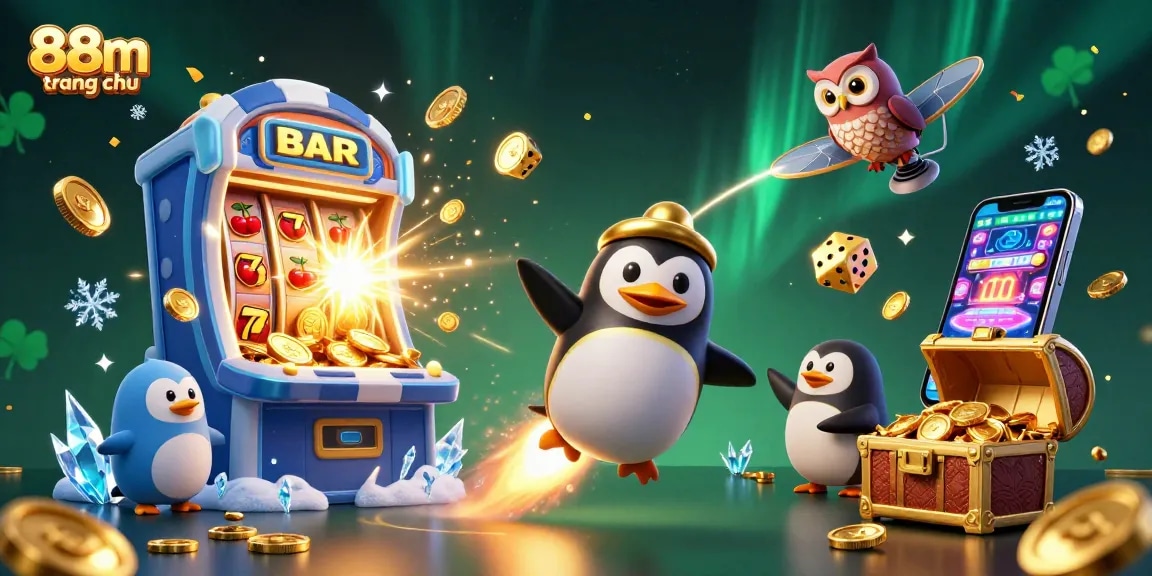 Experience thrilling gaming at 88m trang chủ with golden penguins and vibrant jackpots.