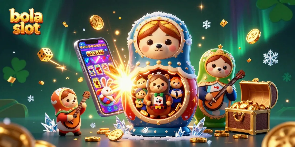 Experience thrilling bola slot action with colorful casino-themed illustrations