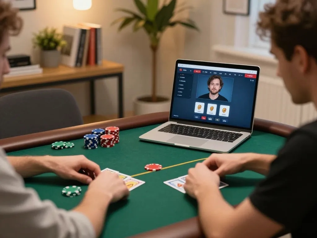Pemain LGO99 Situs Game Online Terpercaya Di INDONESIA terlibat dalam strategi poker online di rumah