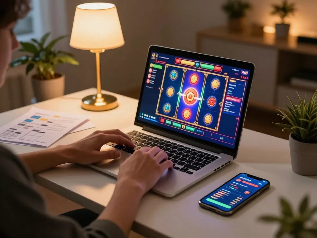 Player exploring a link gacor on a vibrant online gaming interface, highlighting the excitement of slot gameplay.