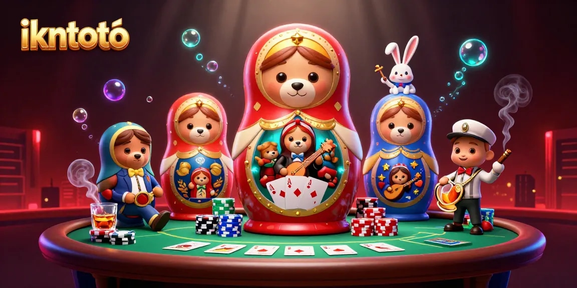 Engage in thrilling games at ikntoto, featuring vibrant 3D characters and casino elements.