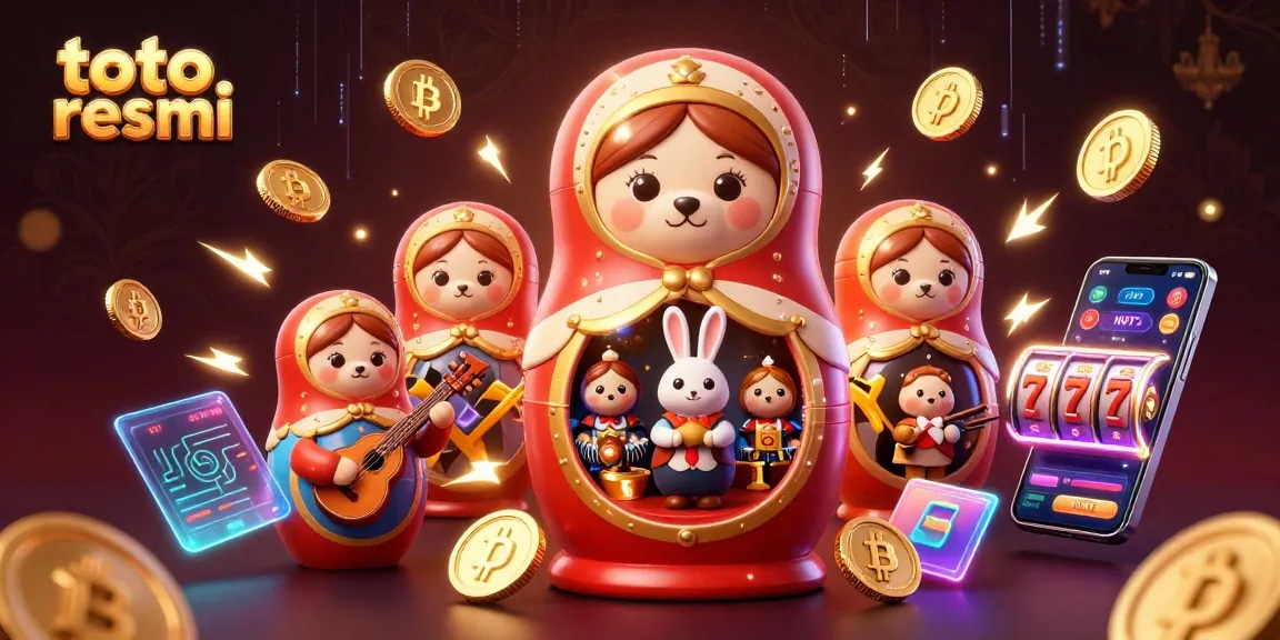 Toto resmi: Menyaksikan permainan slot dengan beruang Matryoshka dan dealer kasino