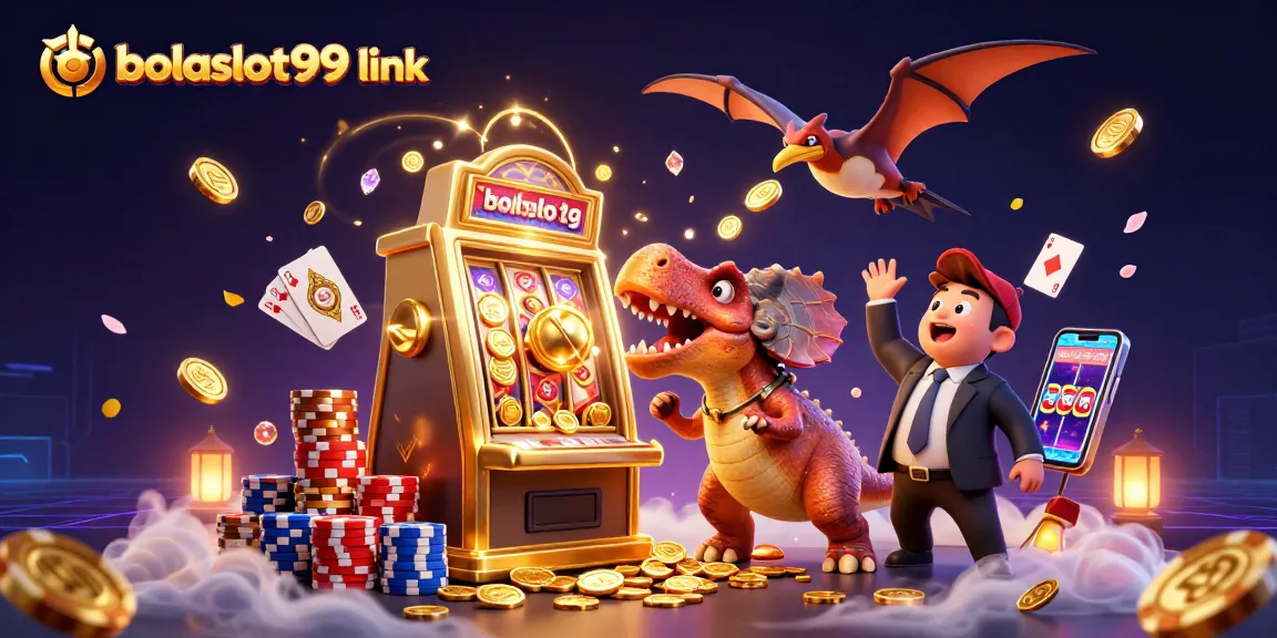 Experience the thrill of bolaslot99 link with a dino jackpot frenzy in a vibrant casino scene.