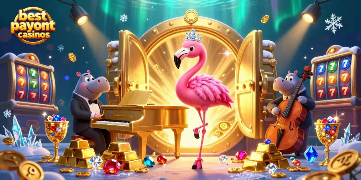 Experience the best payout casinos illustrated with vibrant casino characters and magical elements.