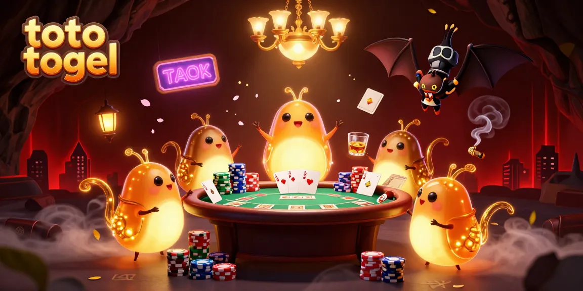 Experience the thrilling world of toto togel with cartoon glowworms lighting the casino atmosphere.