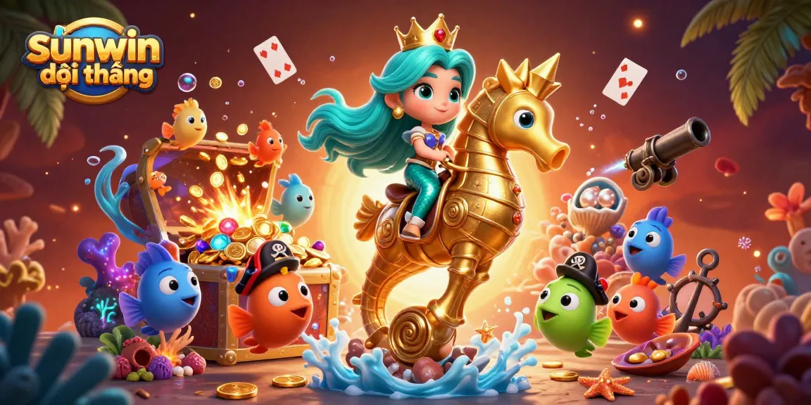 Engage with sunwin đổi thưởng through a vibrant underwater casino adventure featuring treasure and playful sea creatures.