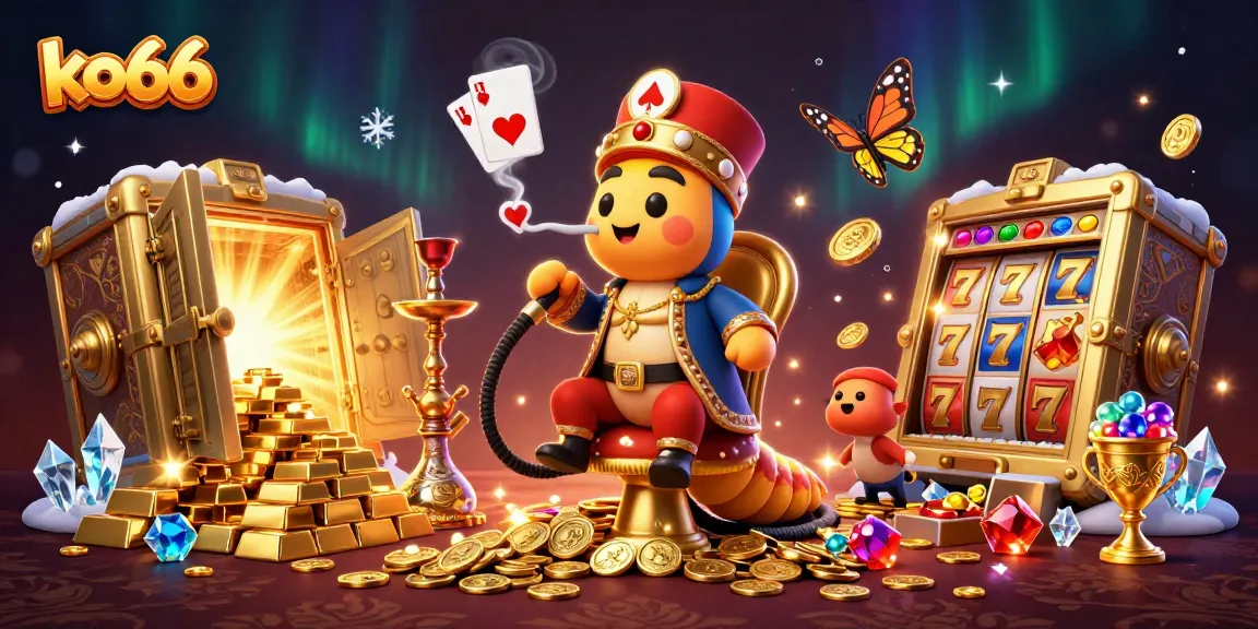 Experience excitement at ko66 with a 3D cartoon illustration capturing a vibrant casino atmosphere.