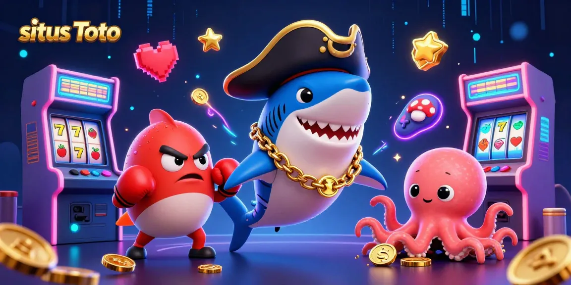 Engage with situs Toto's vibrant gaming atmosphere featuring a pirate shark, pufferfish, and octopus.