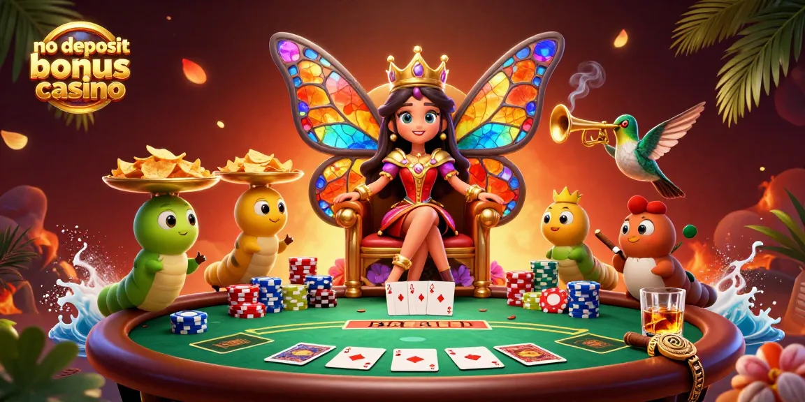 Experience the thrill of a no deposit bonus casino with vibrant characters and poker excitement.