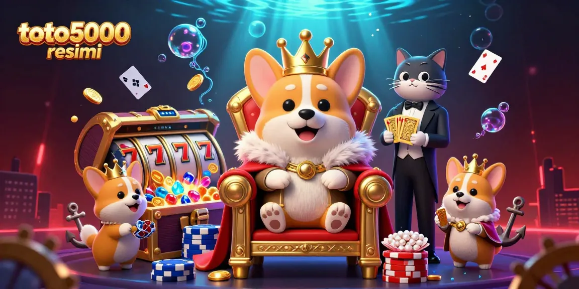 Play exciting games with toto5000 resmi featuring vibrant 3D casino elements and royal characters.