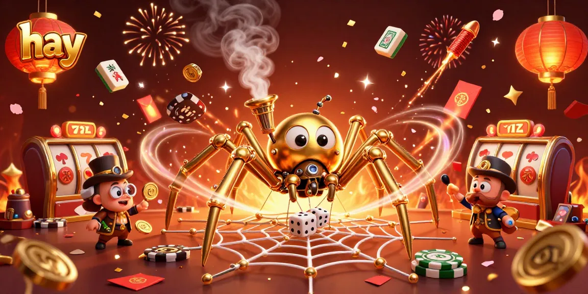 Engage with hay's vibrant casino scene, featuring a golden spider and charming elements.